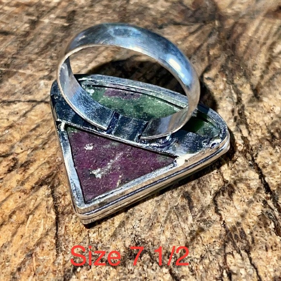 Anyolite Ruby Green Zoisite Ring Size 7 1/2 - Picture 4 of 15